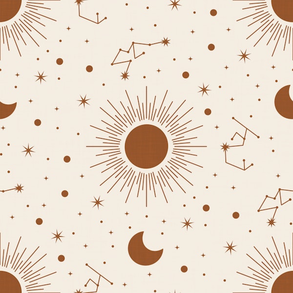 Golden Orange Celestial Sun Moon Stars