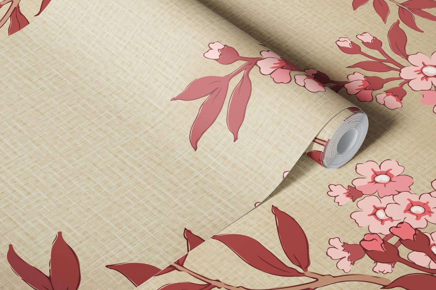 Floral Serenity Pink wallpaper roll