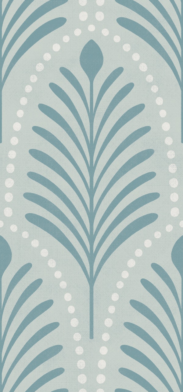 art deco leaves - dusty blue