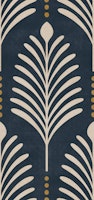 art deco vertical leaves - midnight blue wallpaper