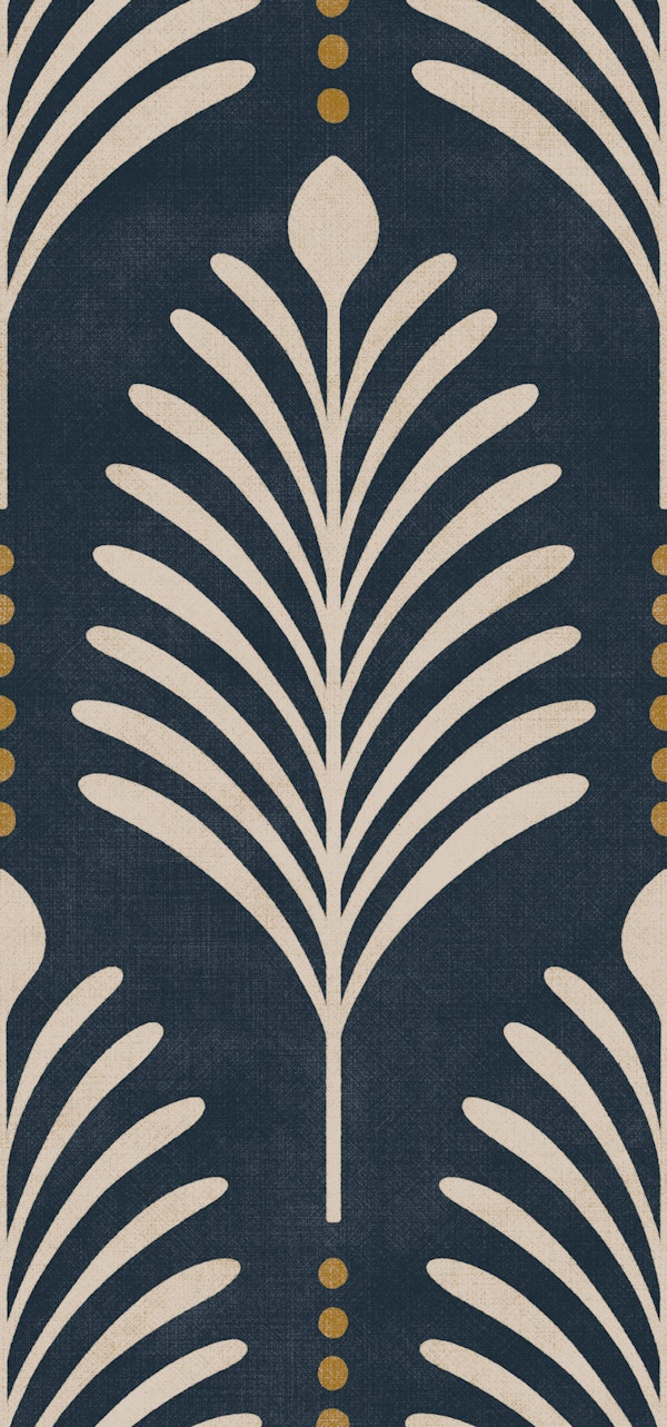 art deco vertical leaves - midnight blue