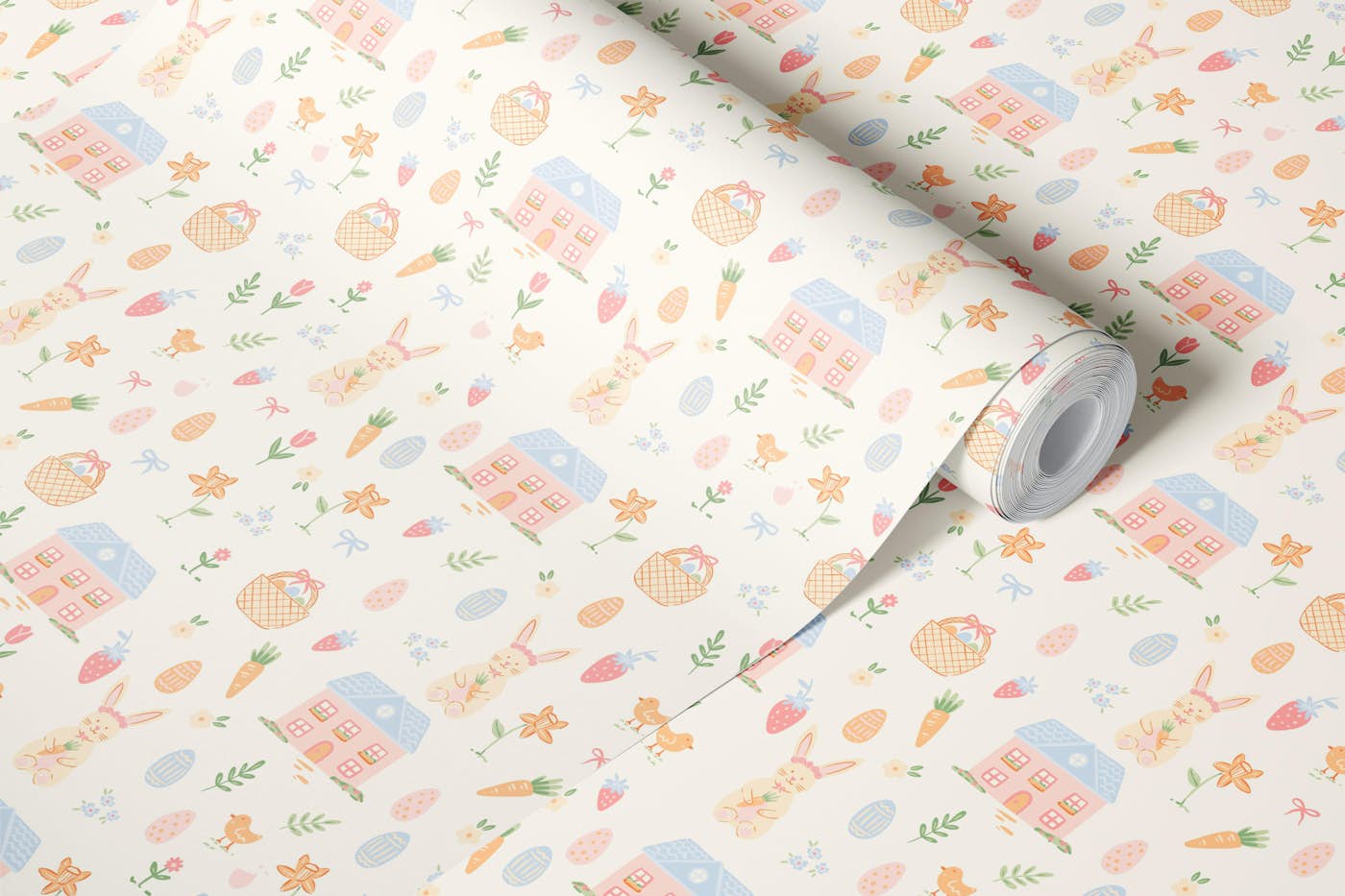 Springtime Bunny Joy wallpaper roll