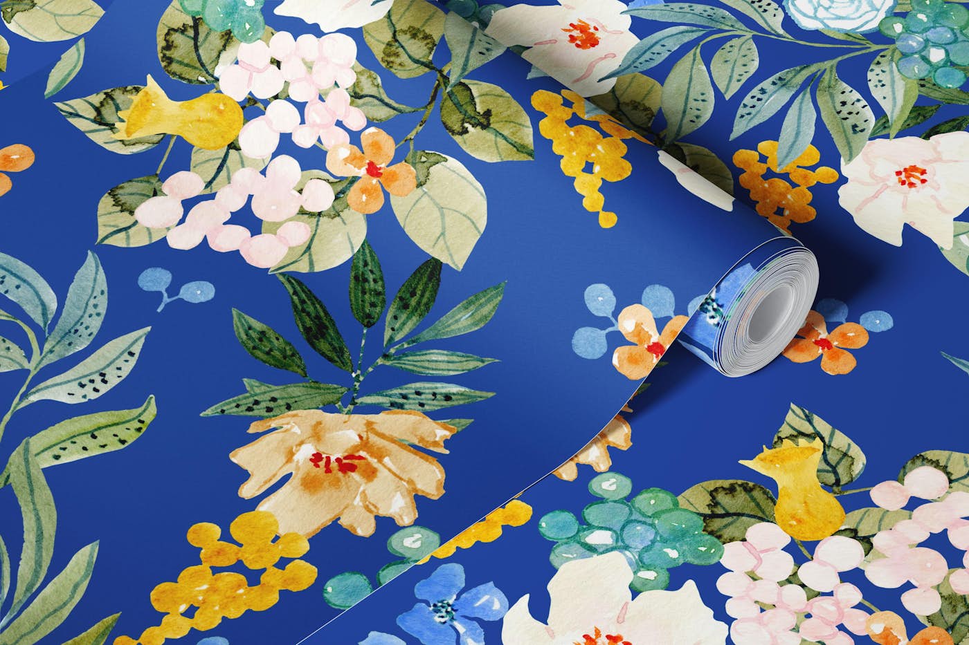 Floral Blue Harmony wallpaper roll