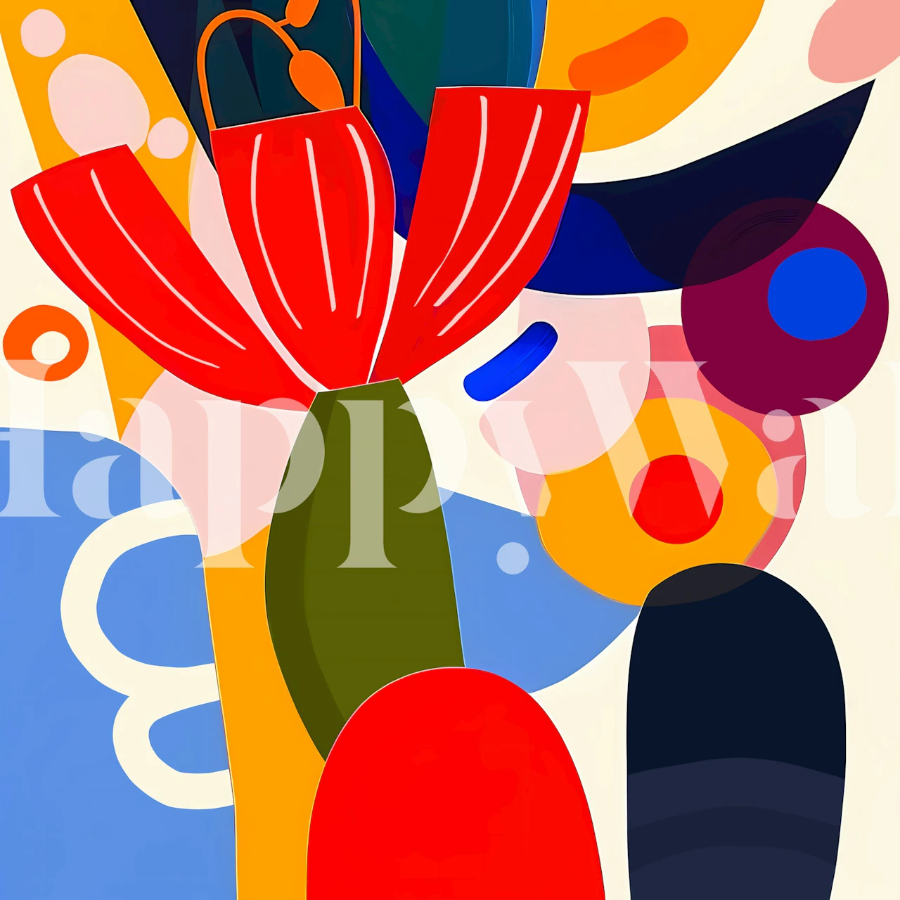 Modern Floral Expression-tapet vist i et rom