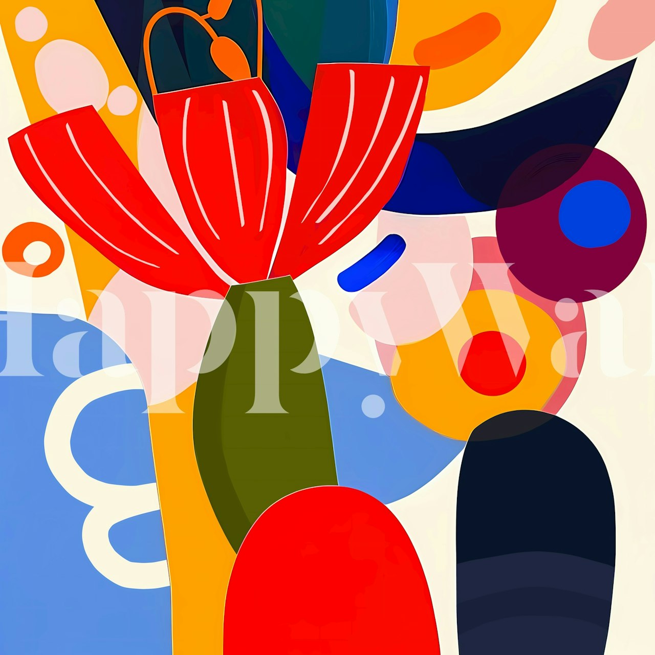 Modern Floral Expression wallpaper displayed in a room