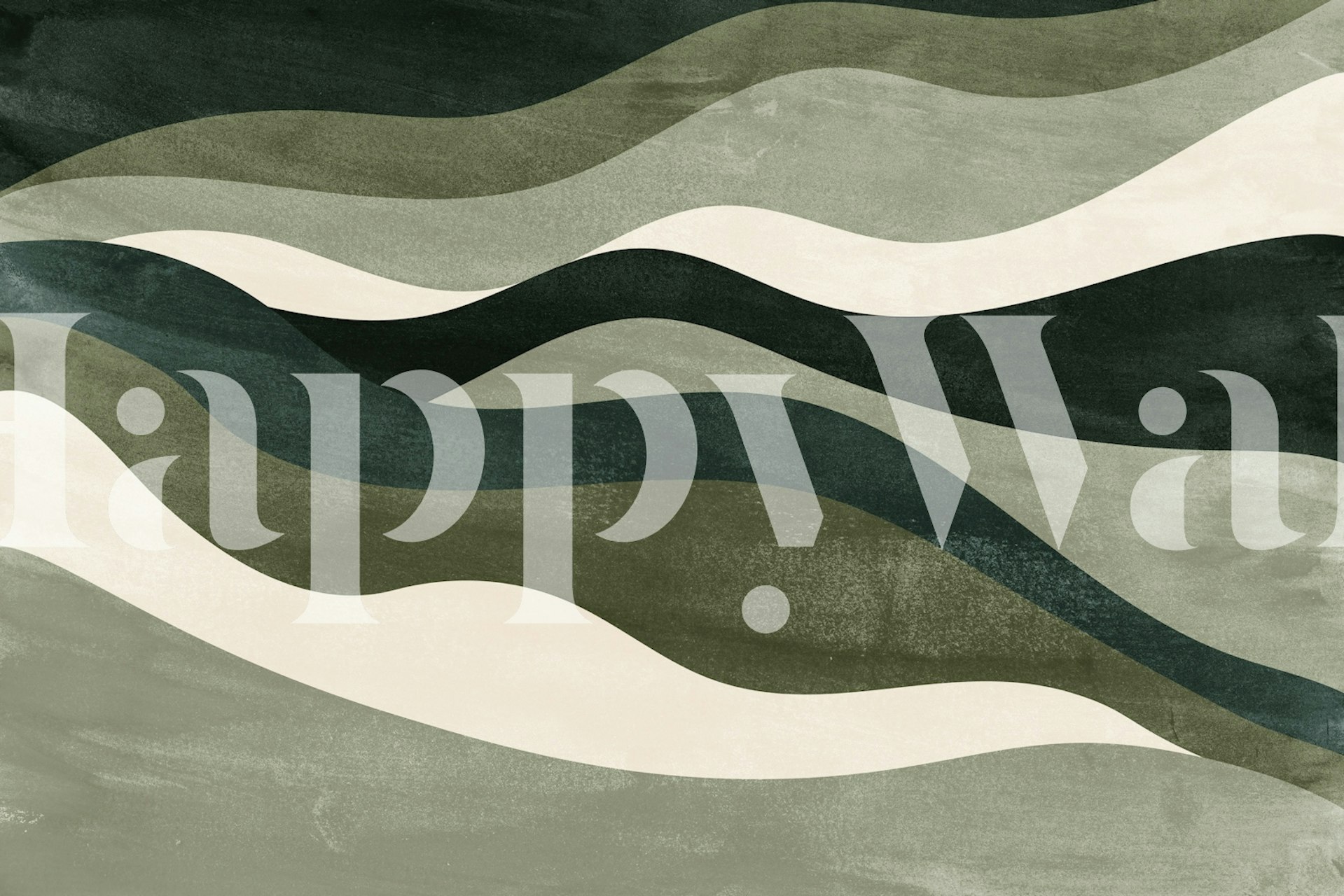 Tapeta Abstract Green Waves w pokoju