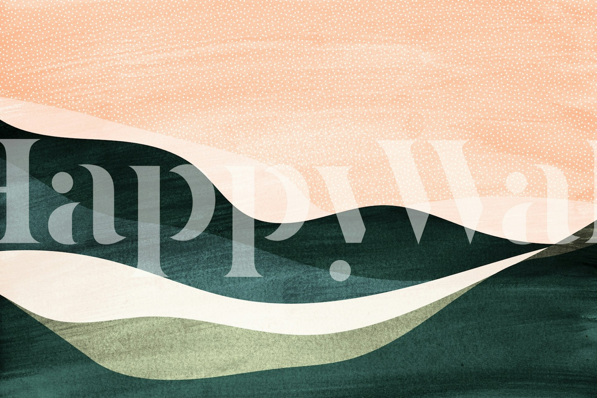 Calming sunset waves wallpaper in a room