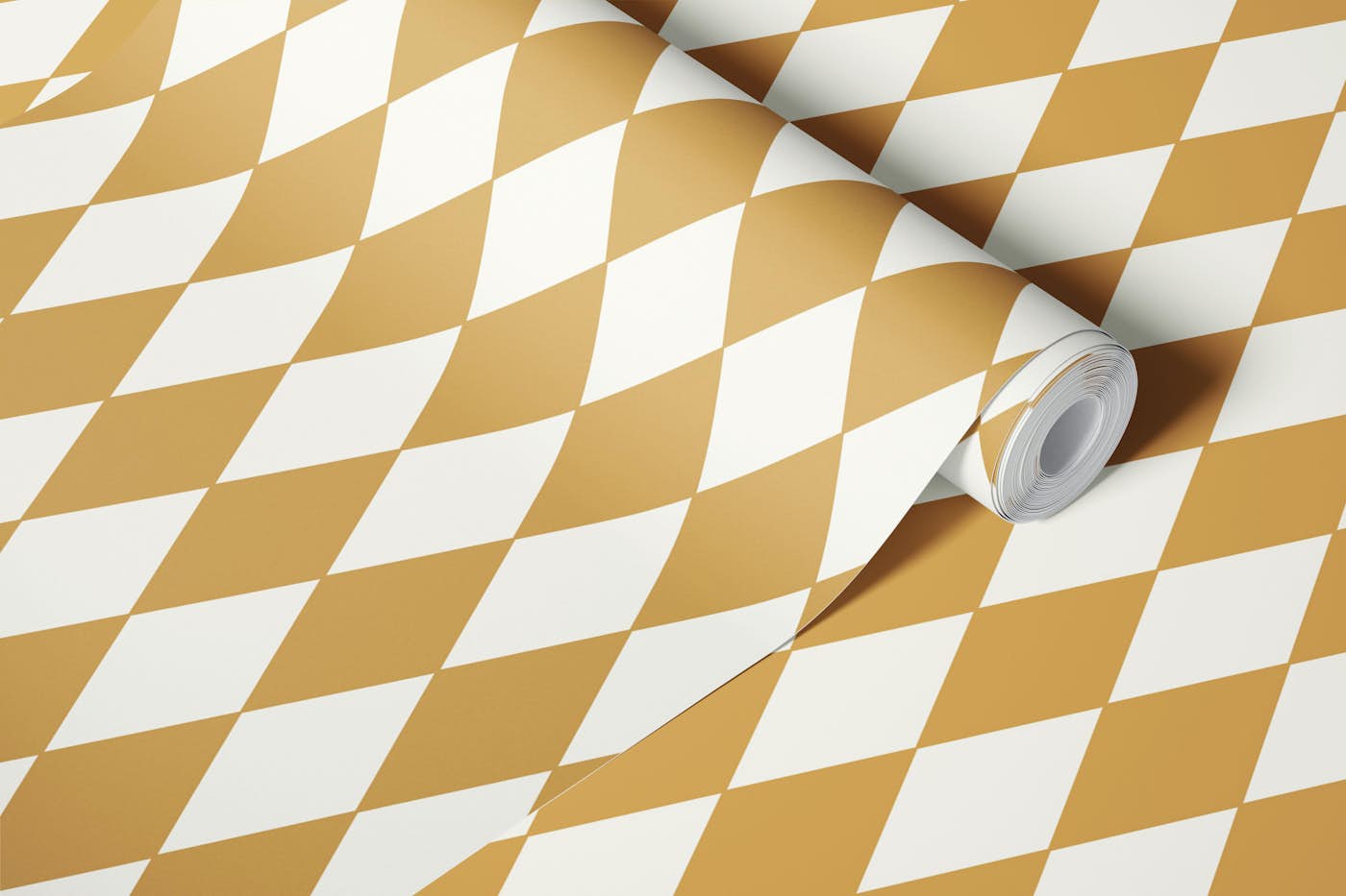 Harlequin Diamond pattern - gold wallpaper roll