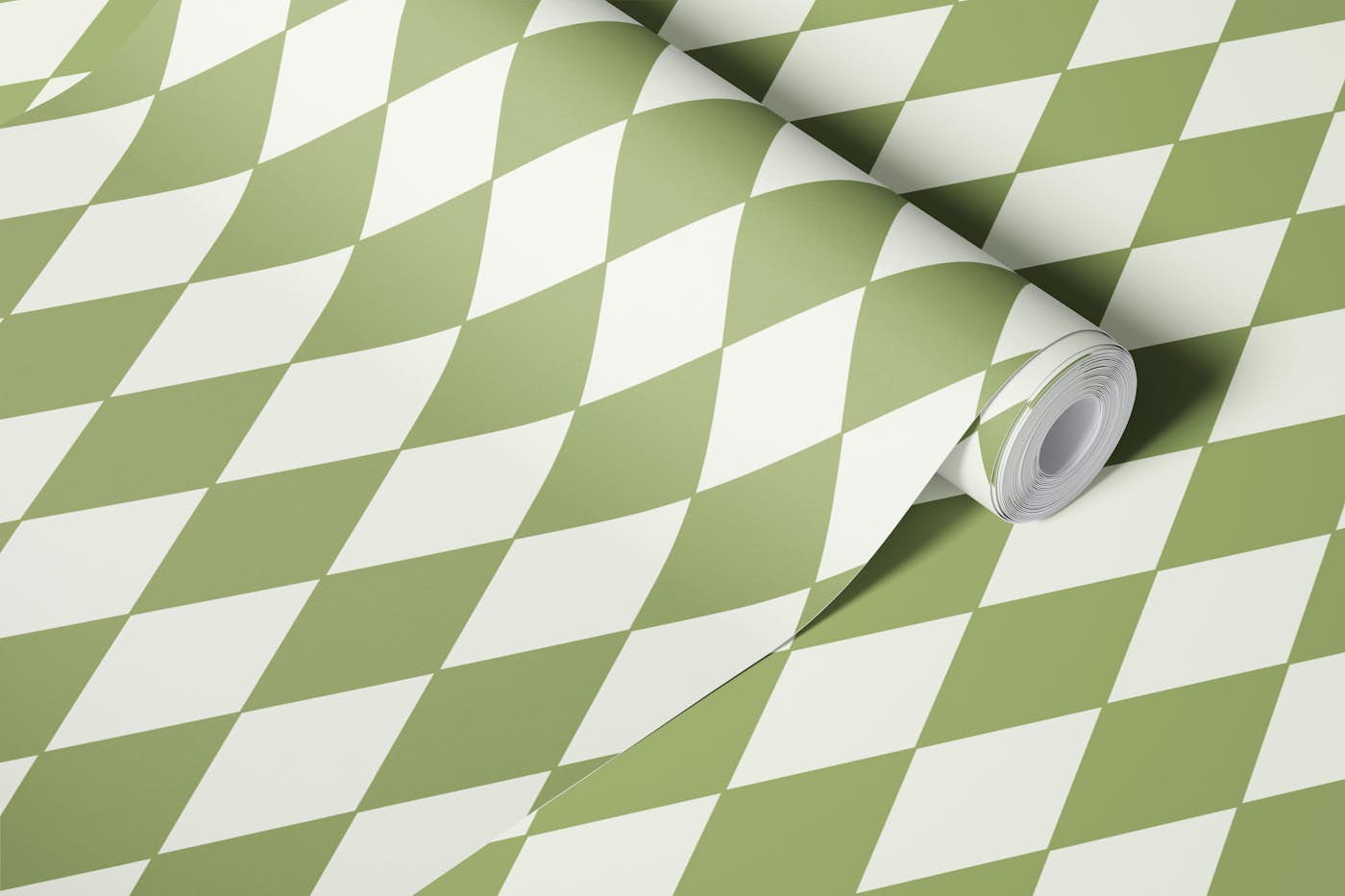 Harlequin Diamond pattern - green wallpaper roll