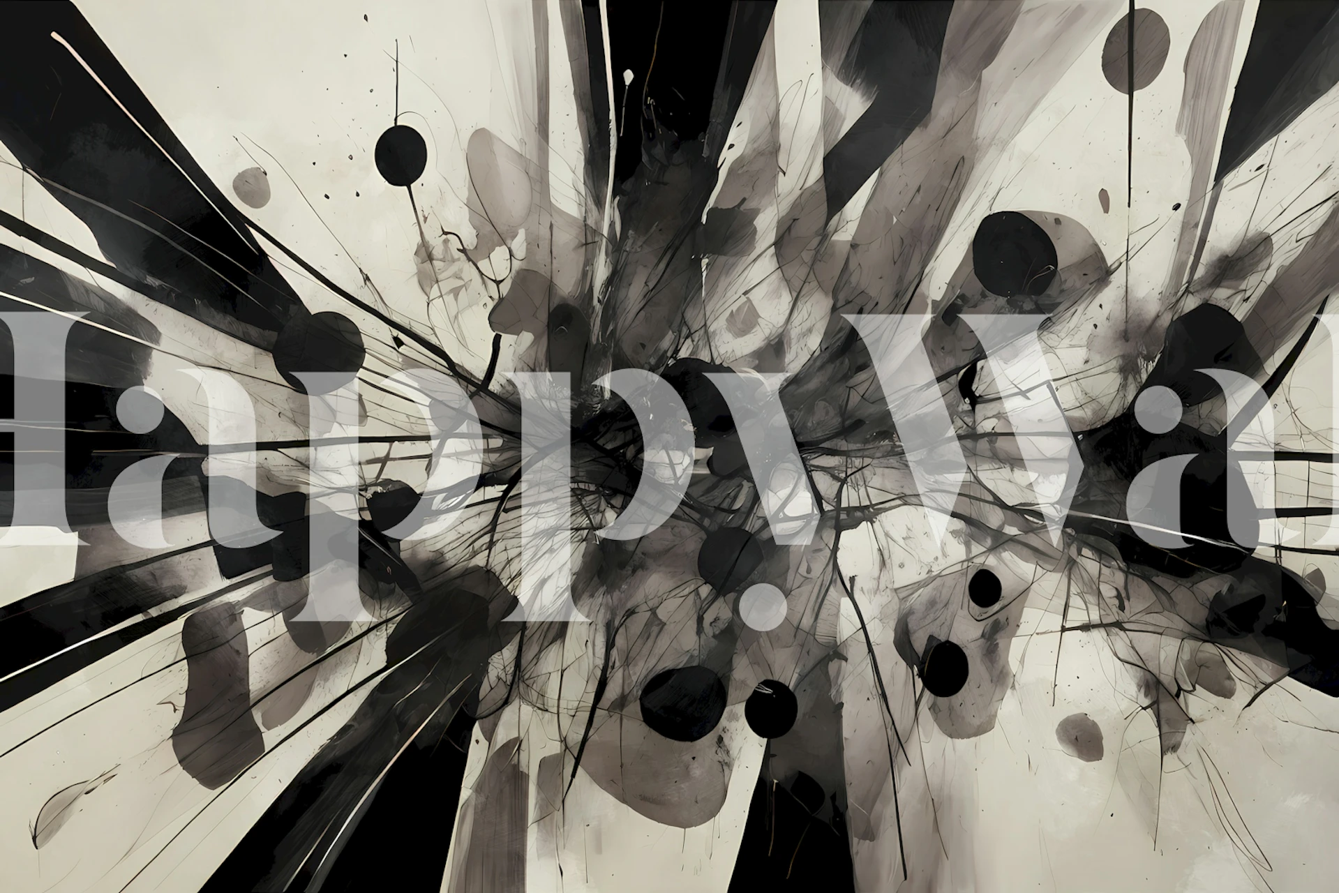 Monochrome Abstract Burst wallpaper in a room