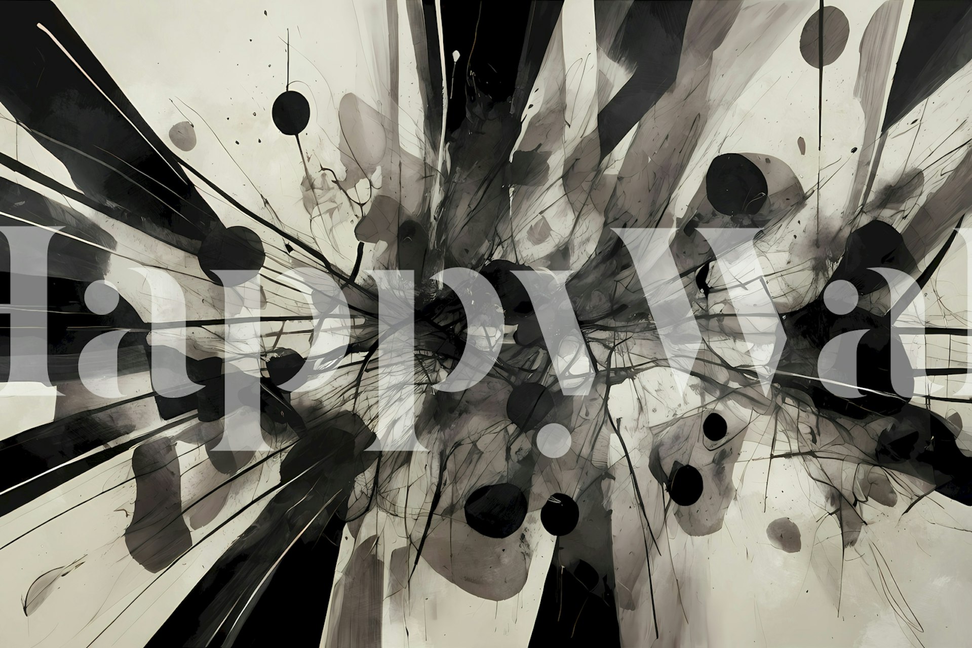 Monochrome Abstract Burst wallpaper in a room