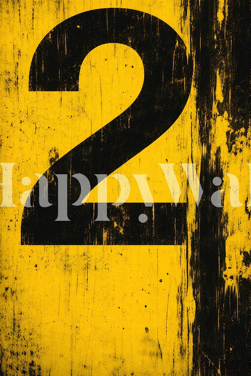 Grunge Number Two diseño de papel pintado amarillo