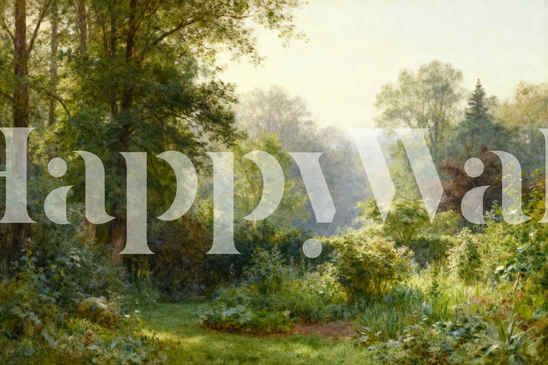 Tranquil Forest Oasis wallpaper in a room