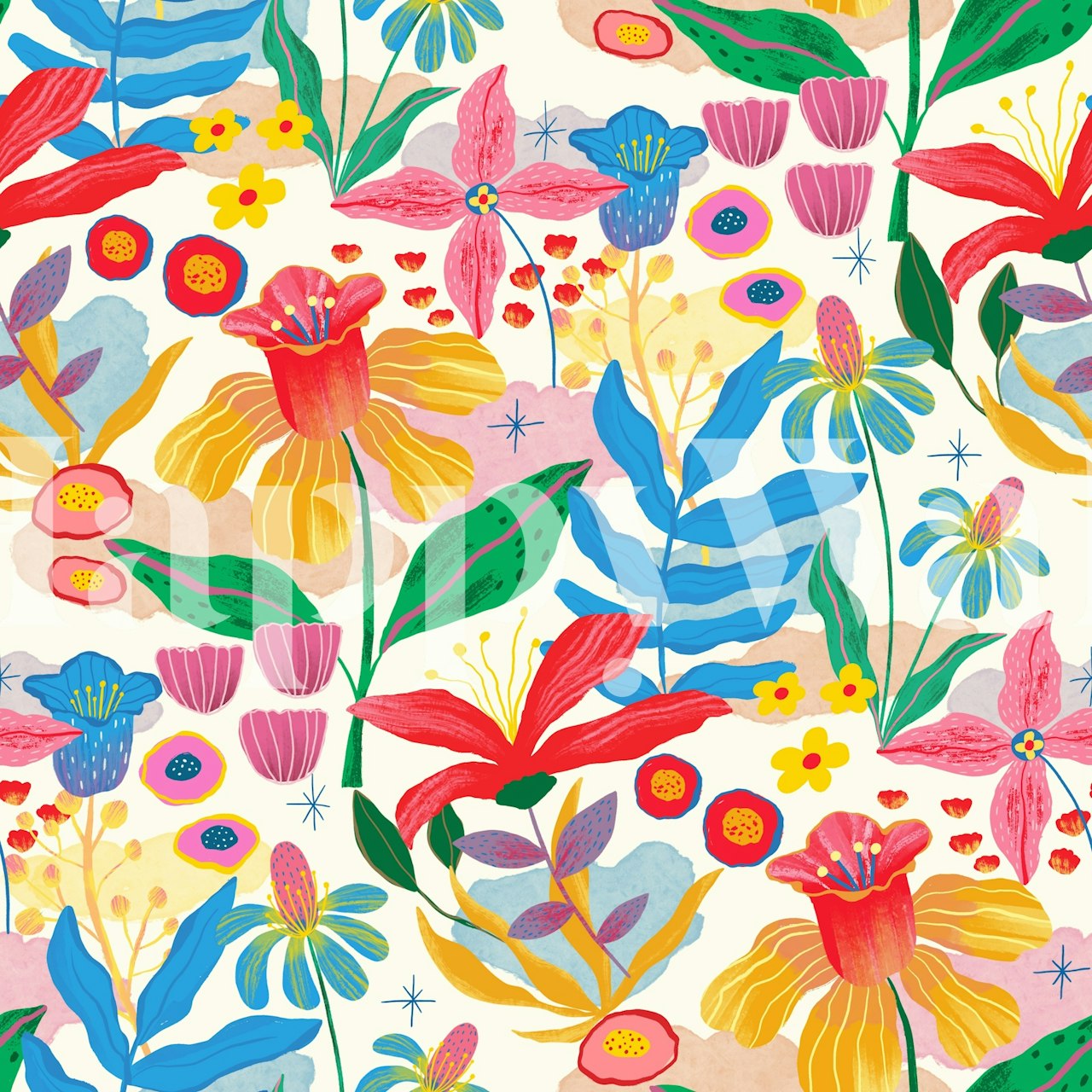 Colorful Bloom Symphony wallpaper in a room