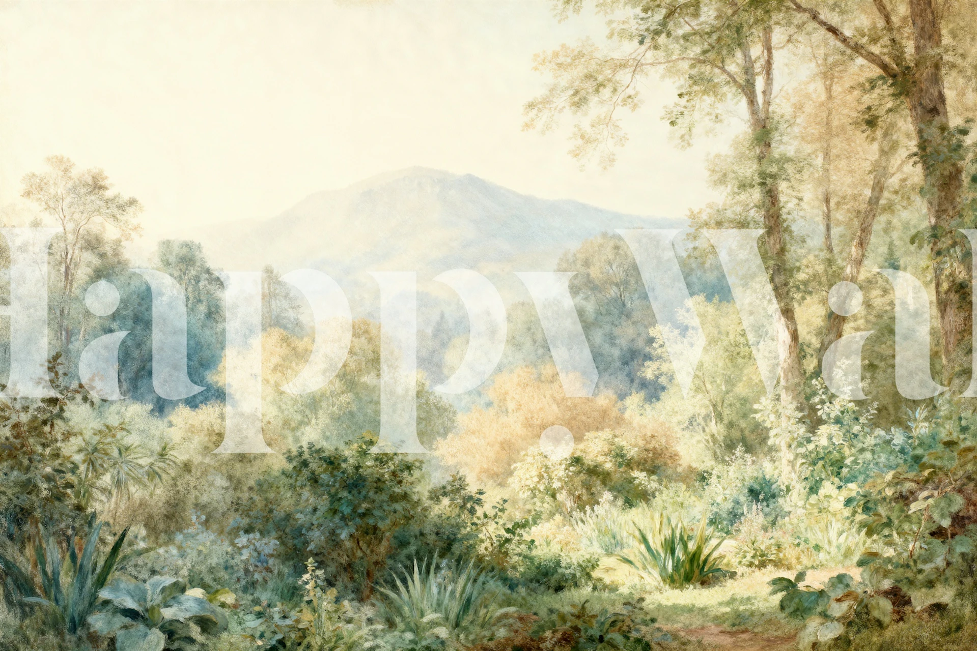 Papier peint Tranquil Forest Landscape dans une pièce