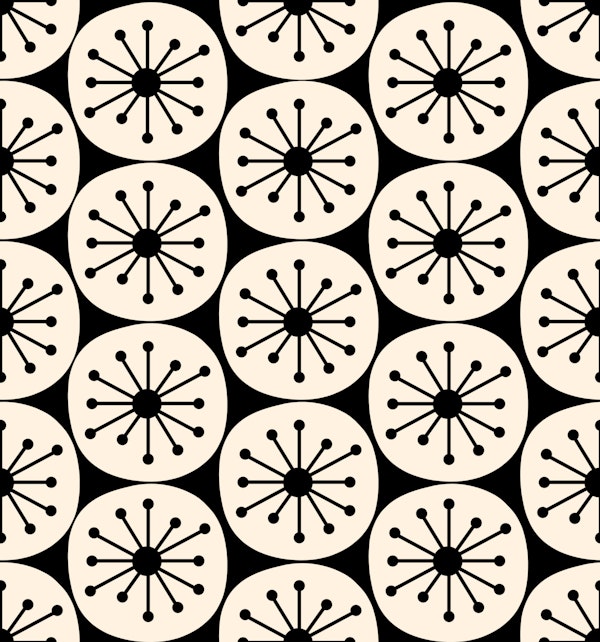 Mid Century Modern Atomic Dots Black Cream