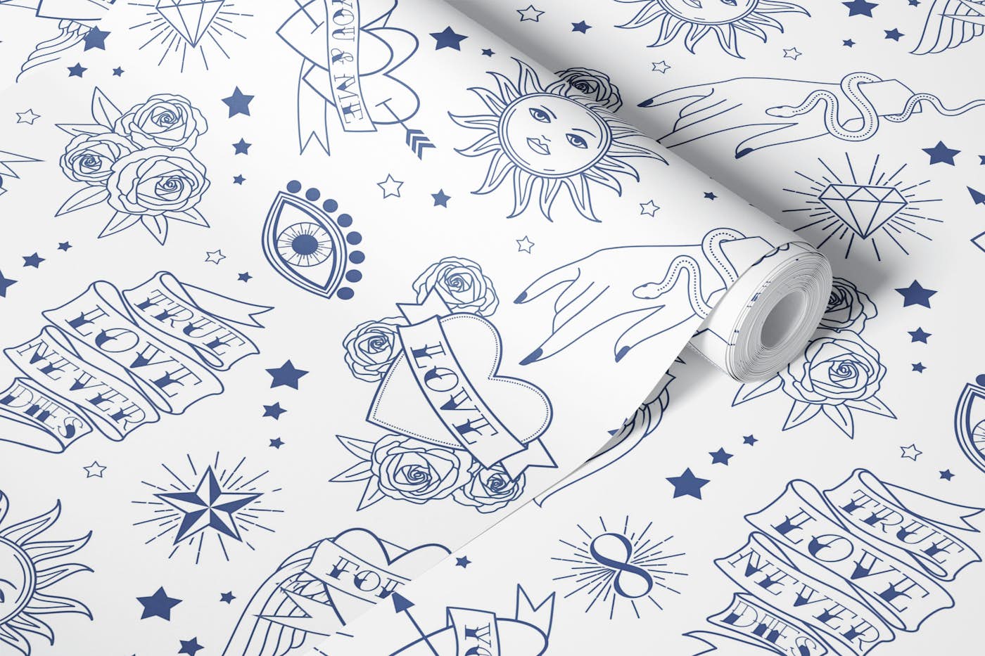 Vintage Romance Tattoo Art wallpaper roll