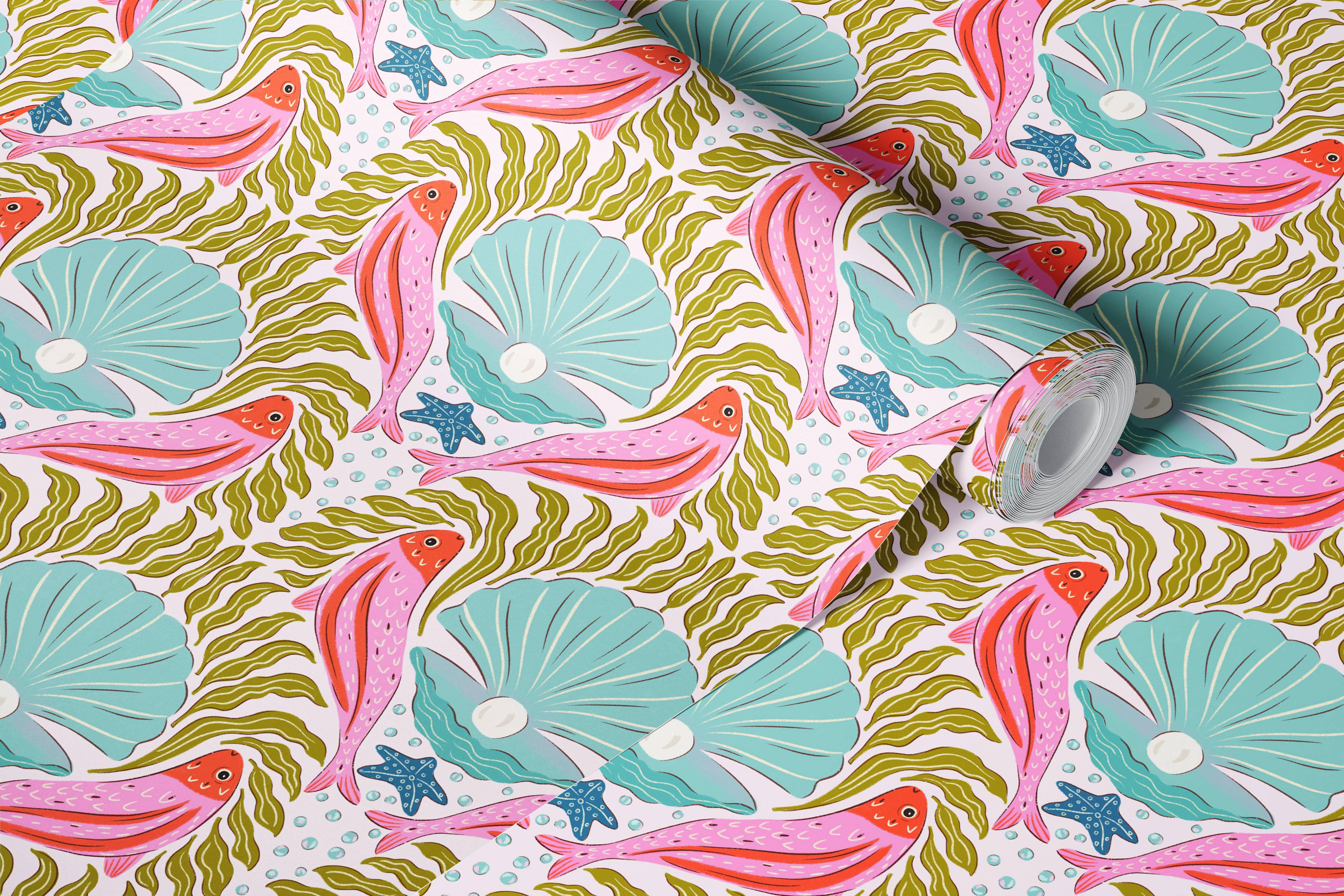 Ocean Pearl behangontwerp in een kamer