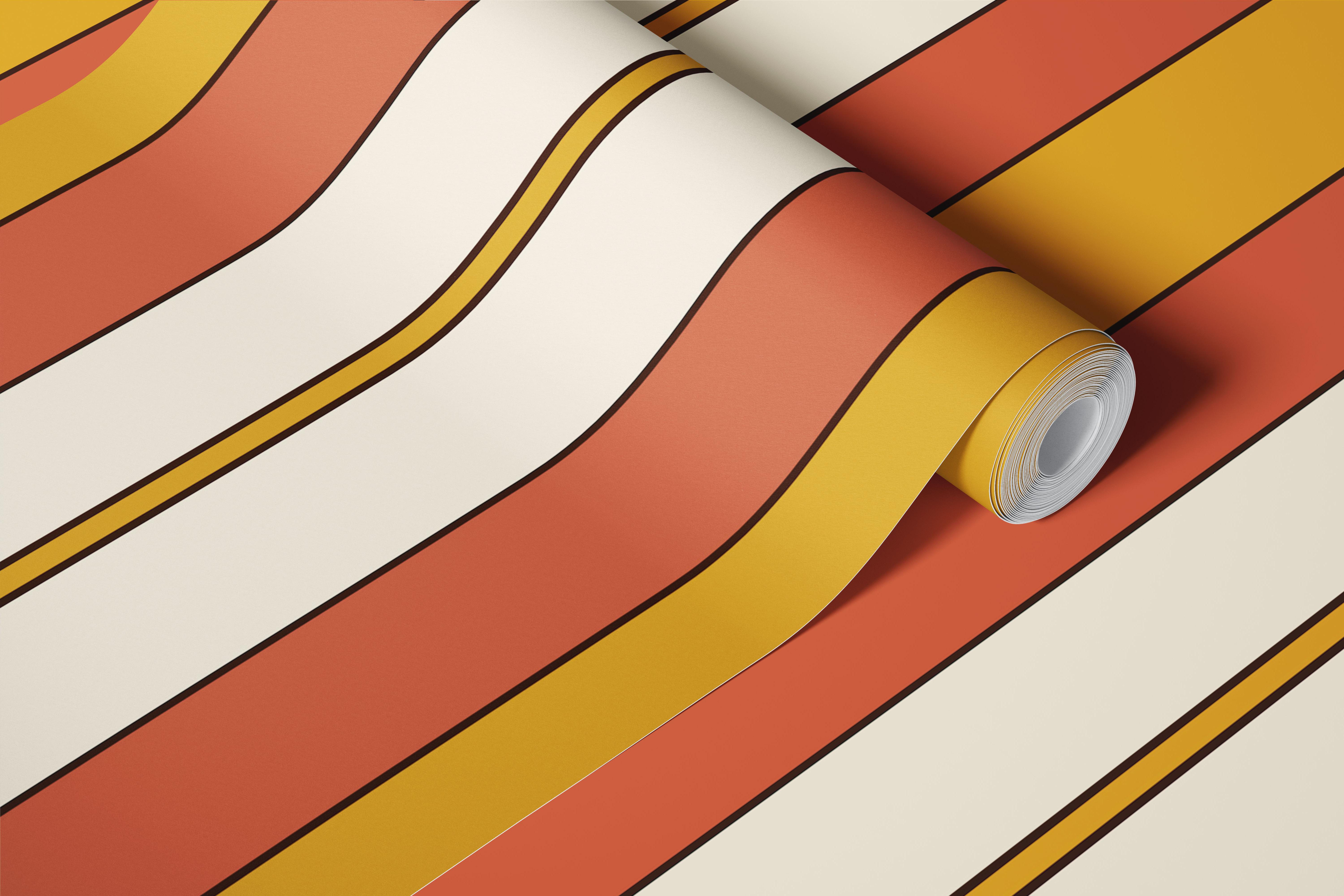 Warm terracotta vertical stripes with creamy beige accents wallpaper