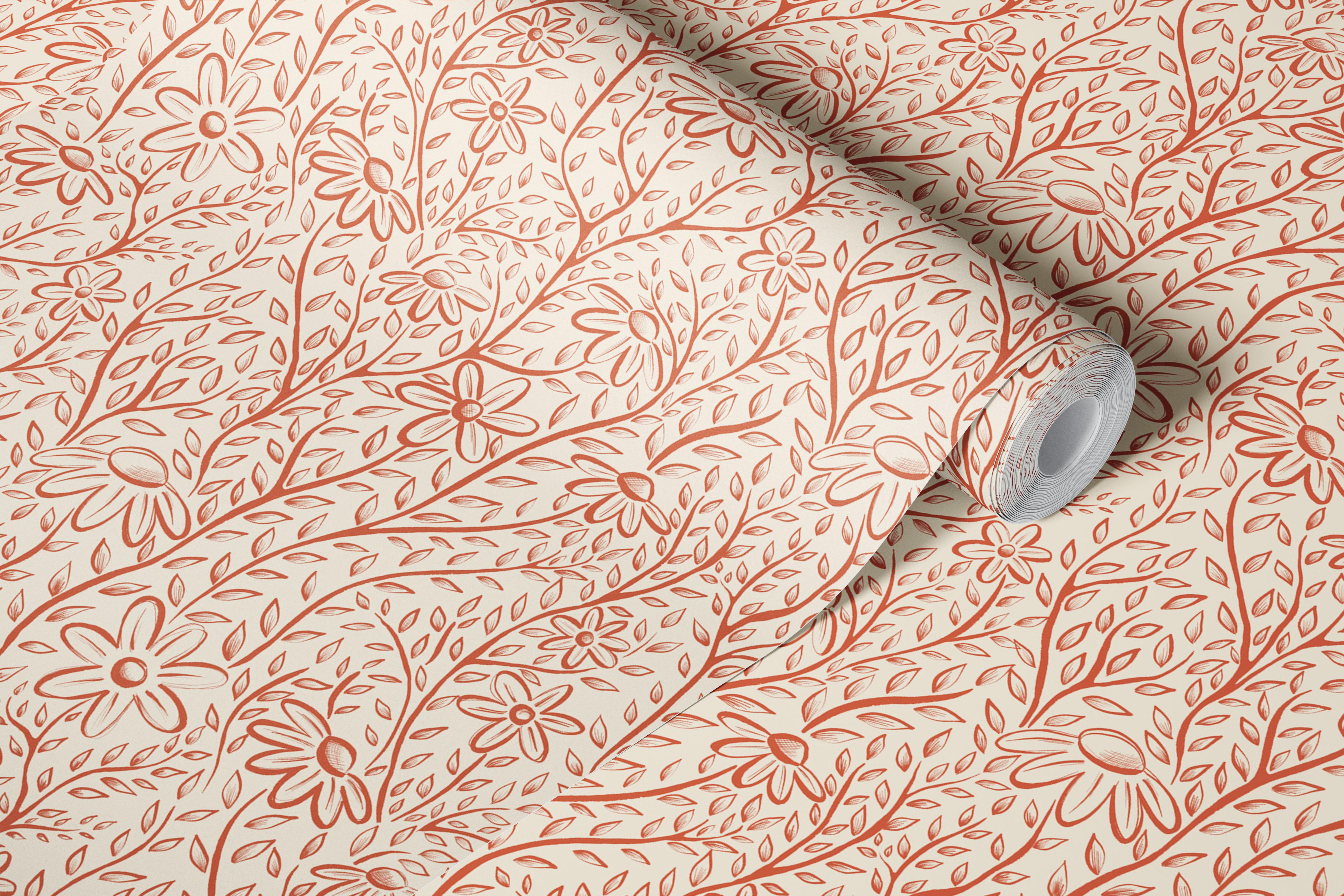 Vintage floral tapet med Daisies design