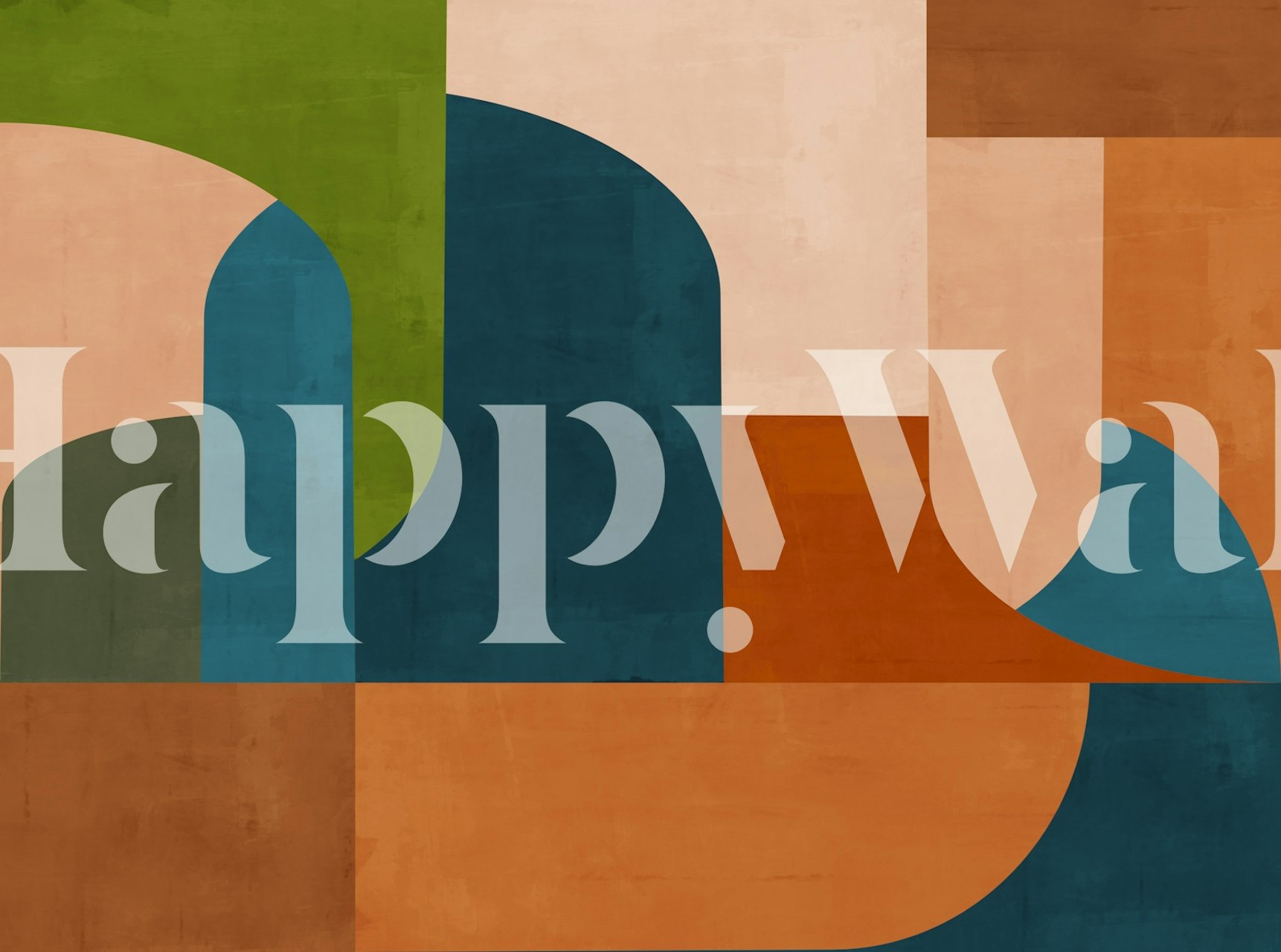 Geometric shapes in multicolor: green, blue, orange, and pink wallpaper