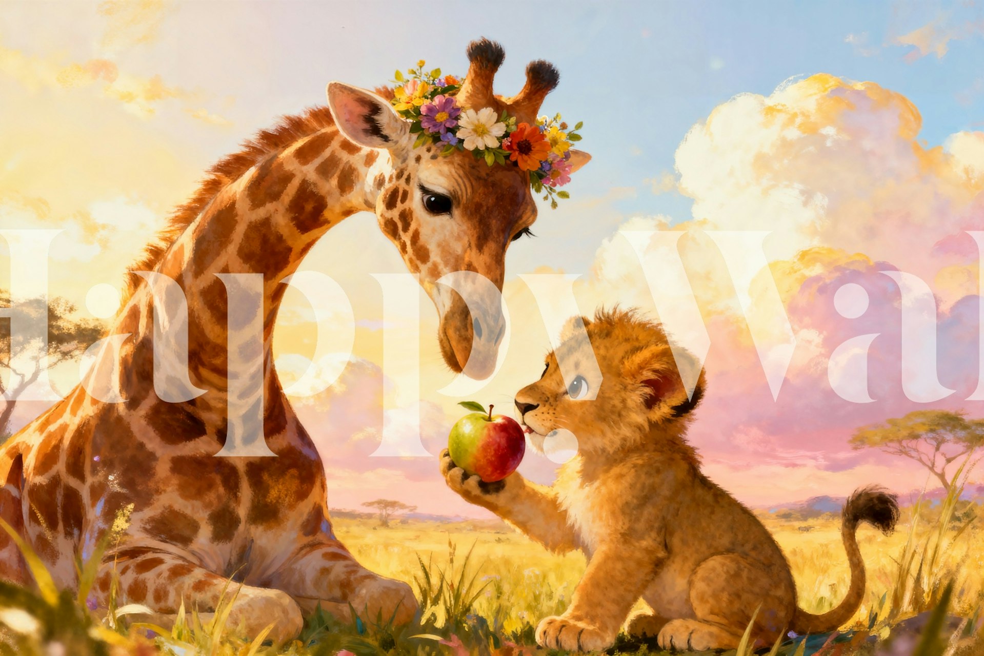 Whimsical Safari Friends wallpaper in a room