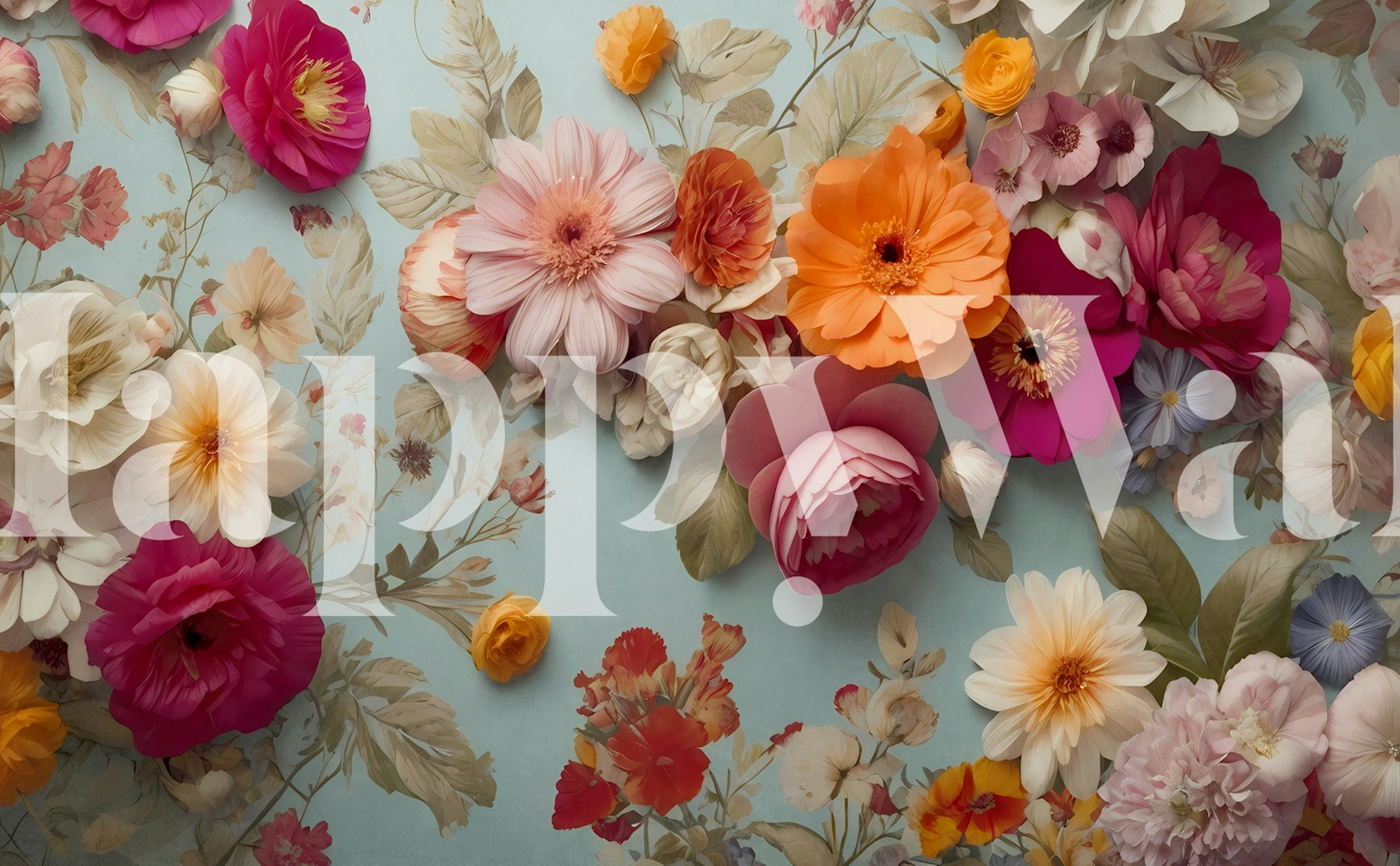 Colorful Blooming Garden 2 wallpaper in a room