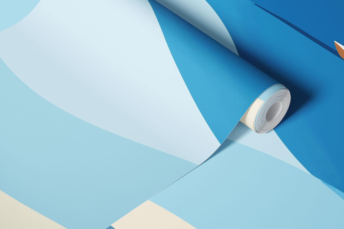 Coastal Summer Sailboat Layered Ocean Waves wallpaper roll