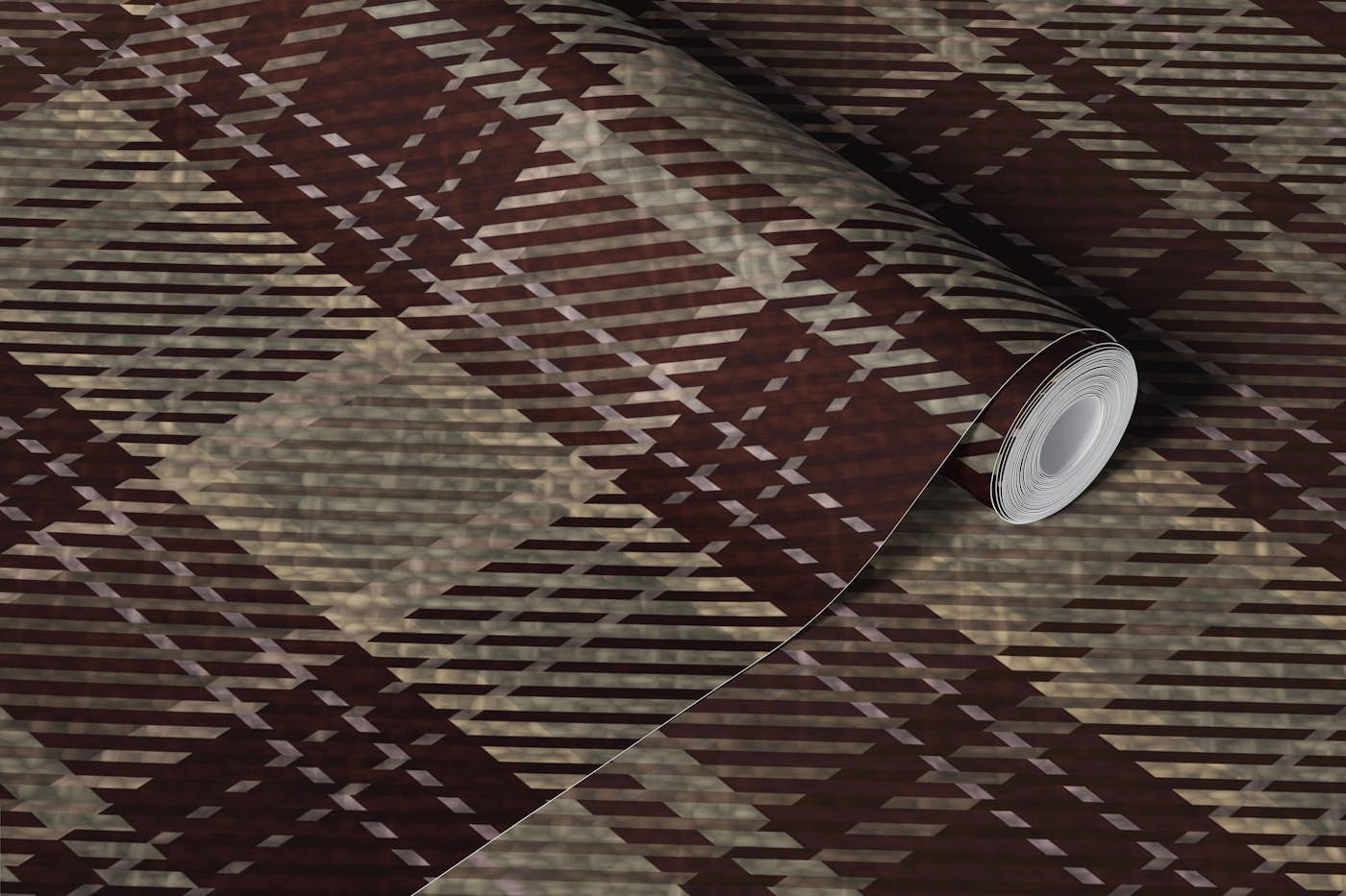 Classic Tartan Rustic farmhouse deep brown wallpaper roll