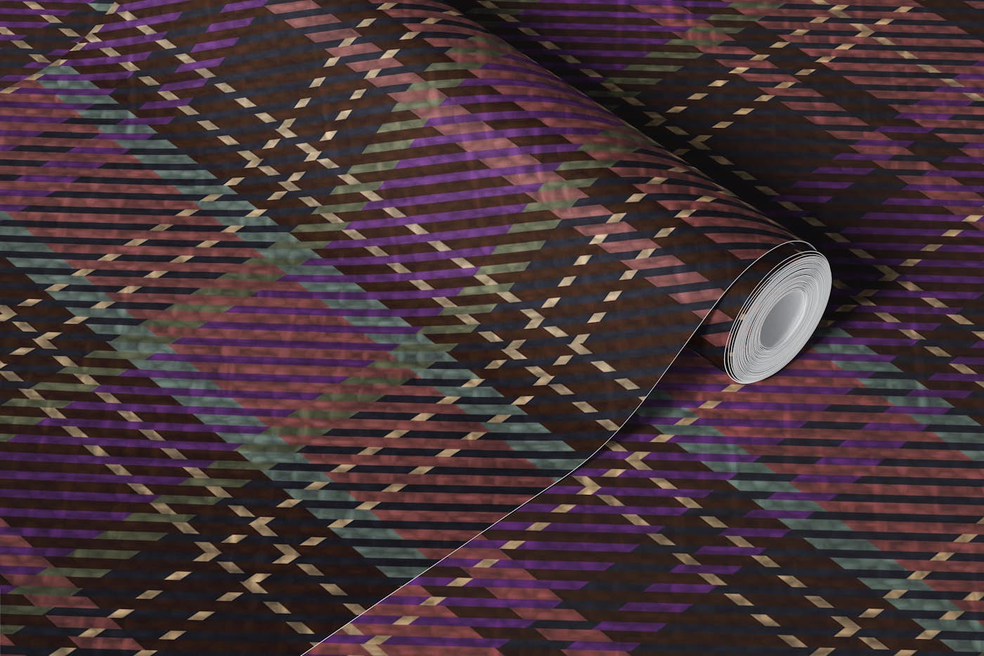 Classic Tartan Traditional Purple Burgundy wallpaper roll