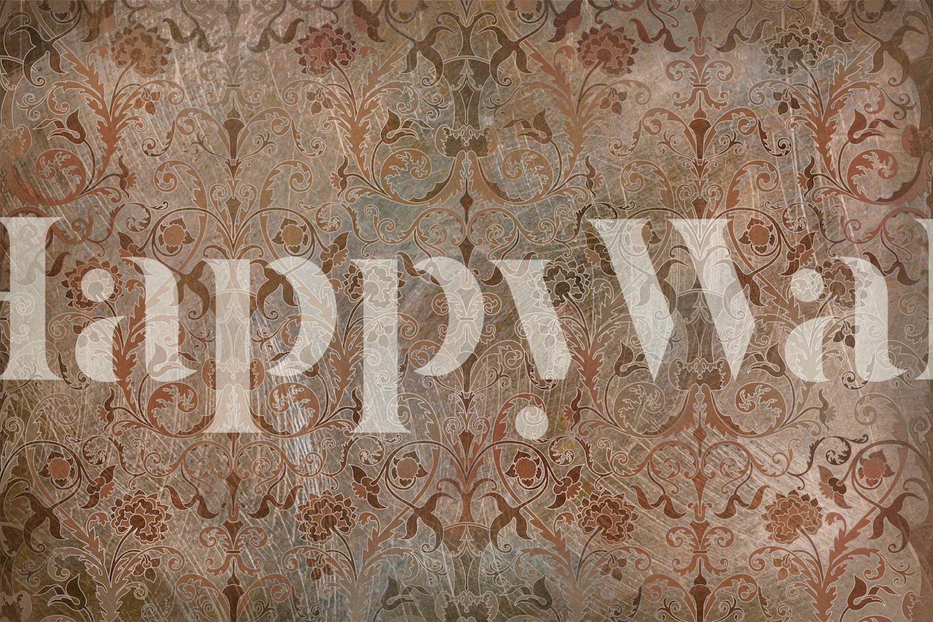 Old World Floral Grace Tapestry Mauve carta da parati nella stanza