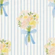 Vintage Floral bouquet stripes blue white