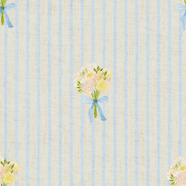 Cottage grannychic floral stripes blue beige