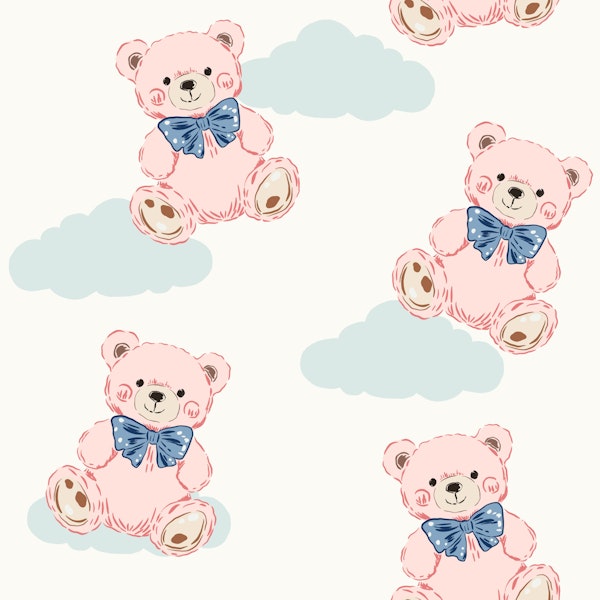 Pink Teddy Bears and Clouds