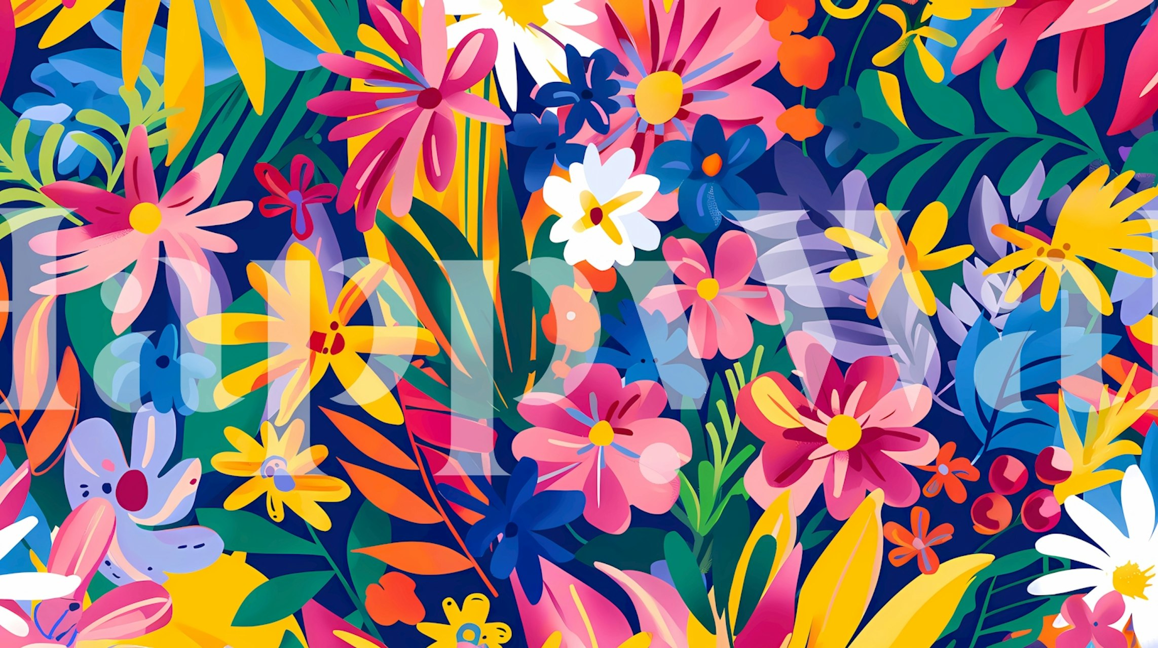 Papier peint Vibrant Floral Explosion dans une pièce