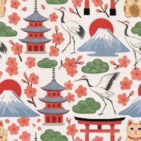 Love Japan in traditional colours behang