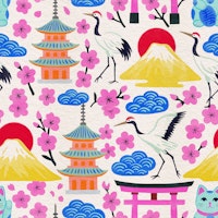 Love Japan bright pop colours behang