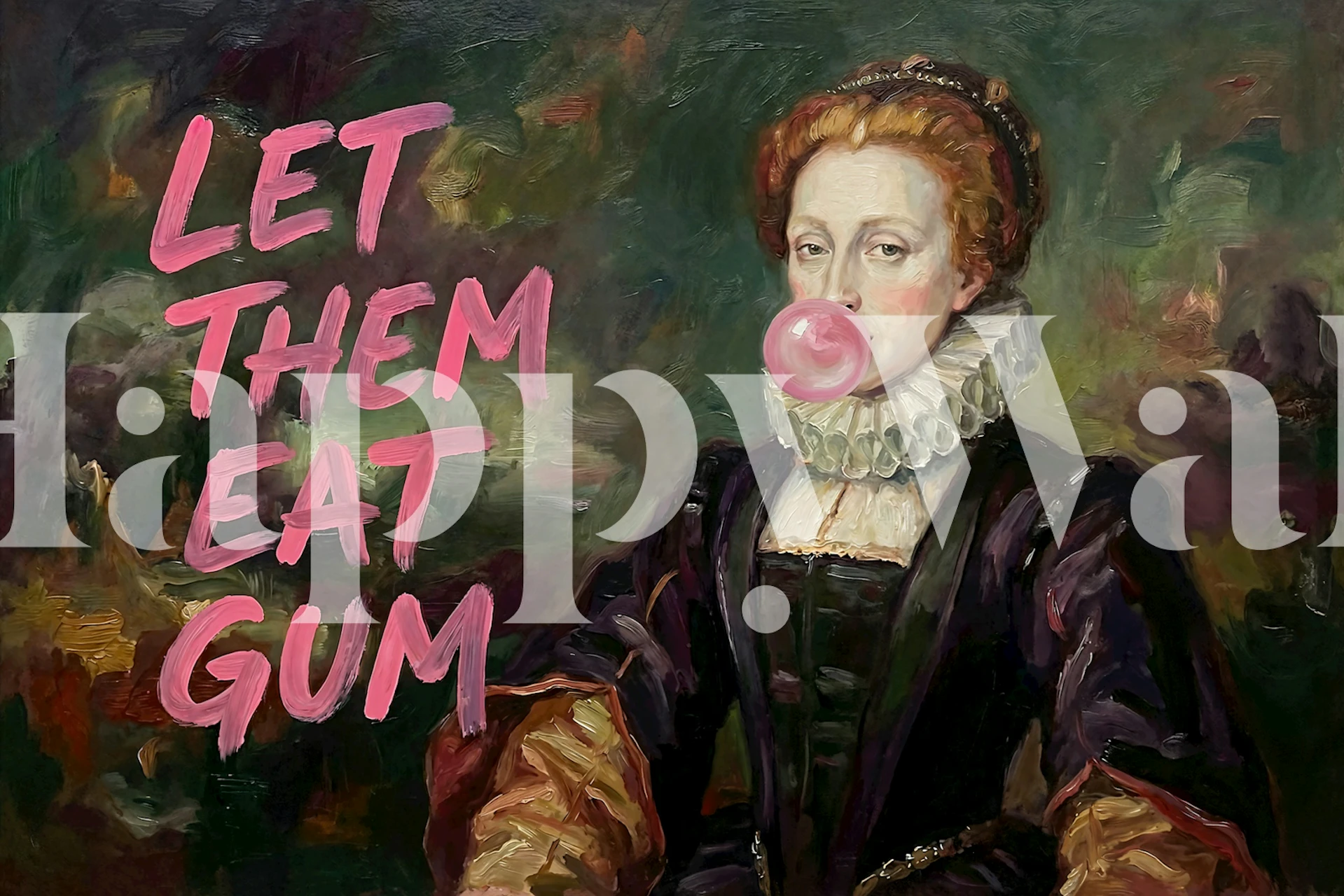 Bubblegum Queen Canvas wallpaper in a room