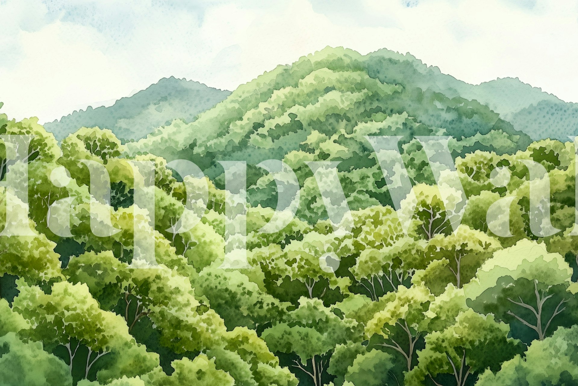 Mountain Tree Serenity wallpaper in a room