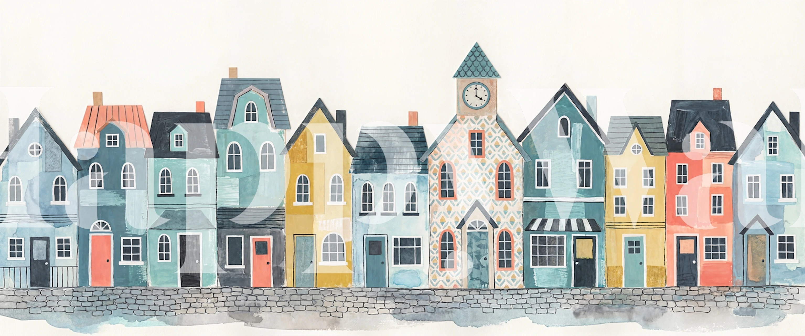 Charming Village Street wallpaper in a room