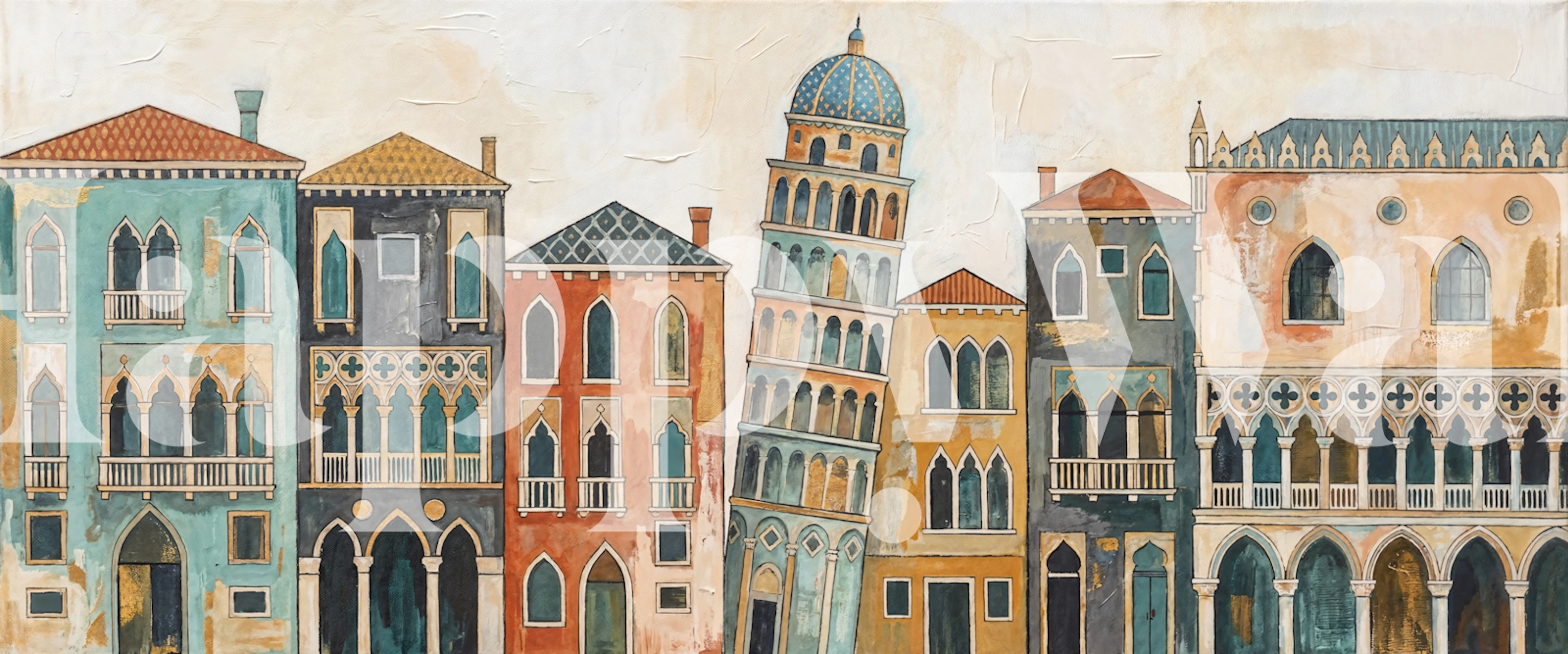 Italiensk arkitektonisk tapet i et rom