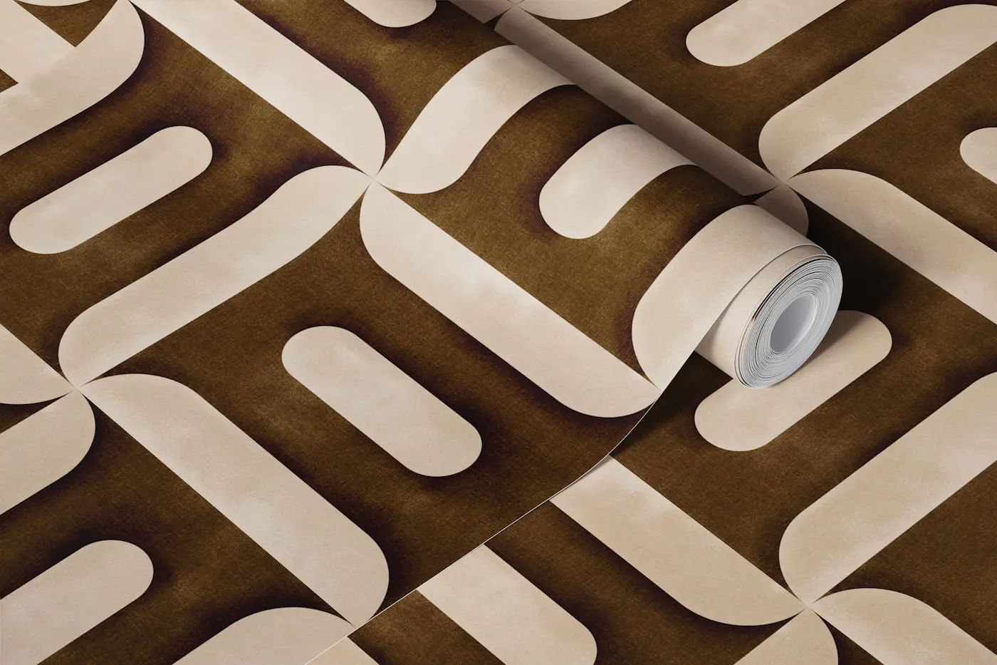 Modern Textured Geometries Umber wallpaper roll