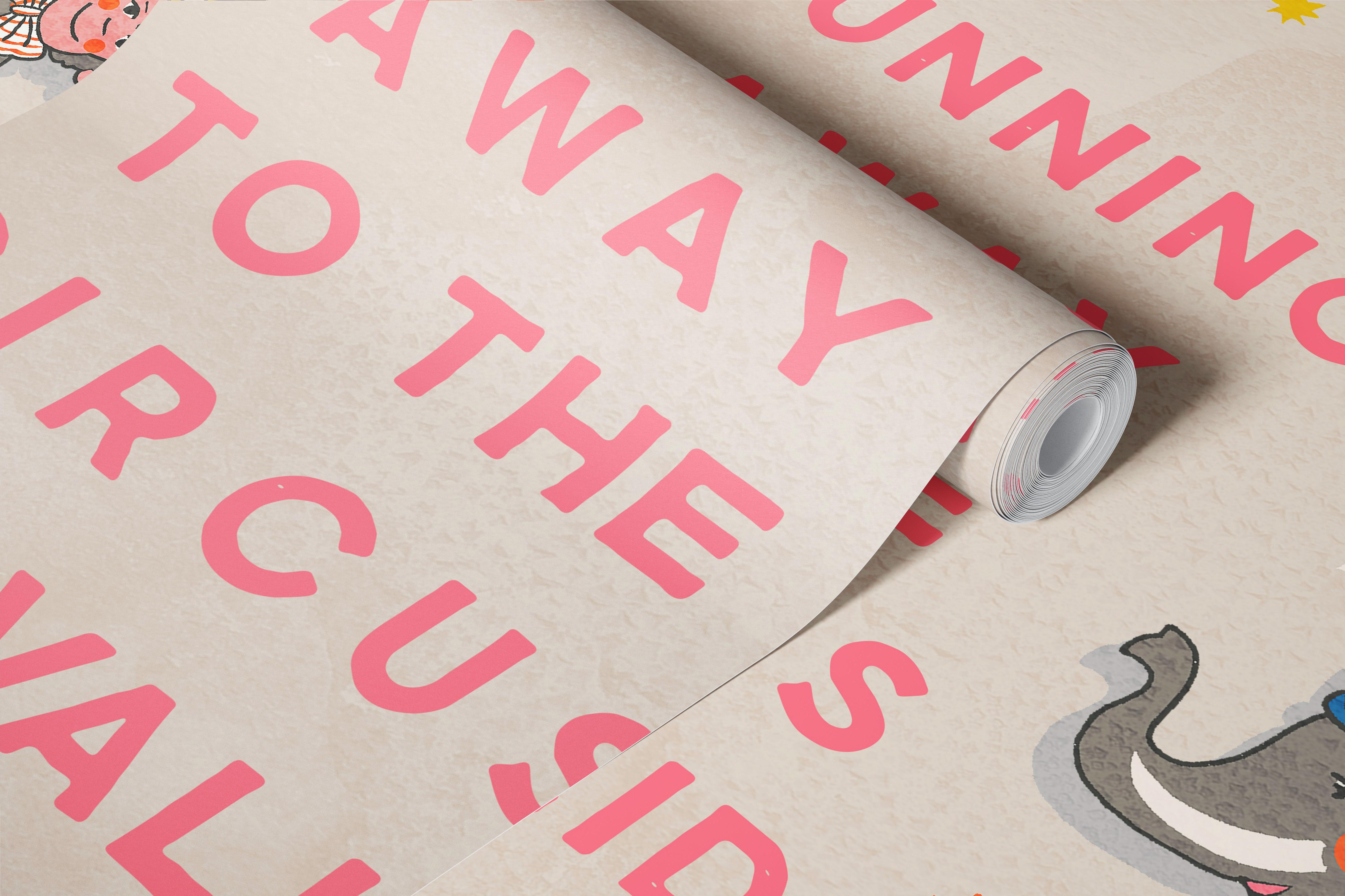 Colorful vintage circus wallpaper with performers, animals