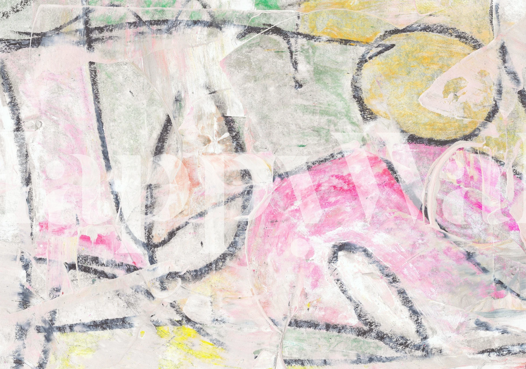 Modern Miro abstract painting behang in een kamer