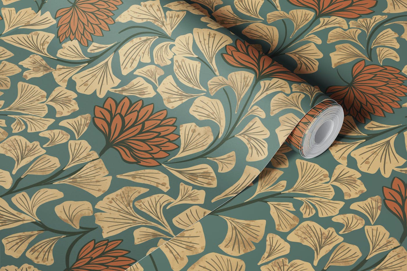 Dancing Blooms Olive Dust wallpaper roll