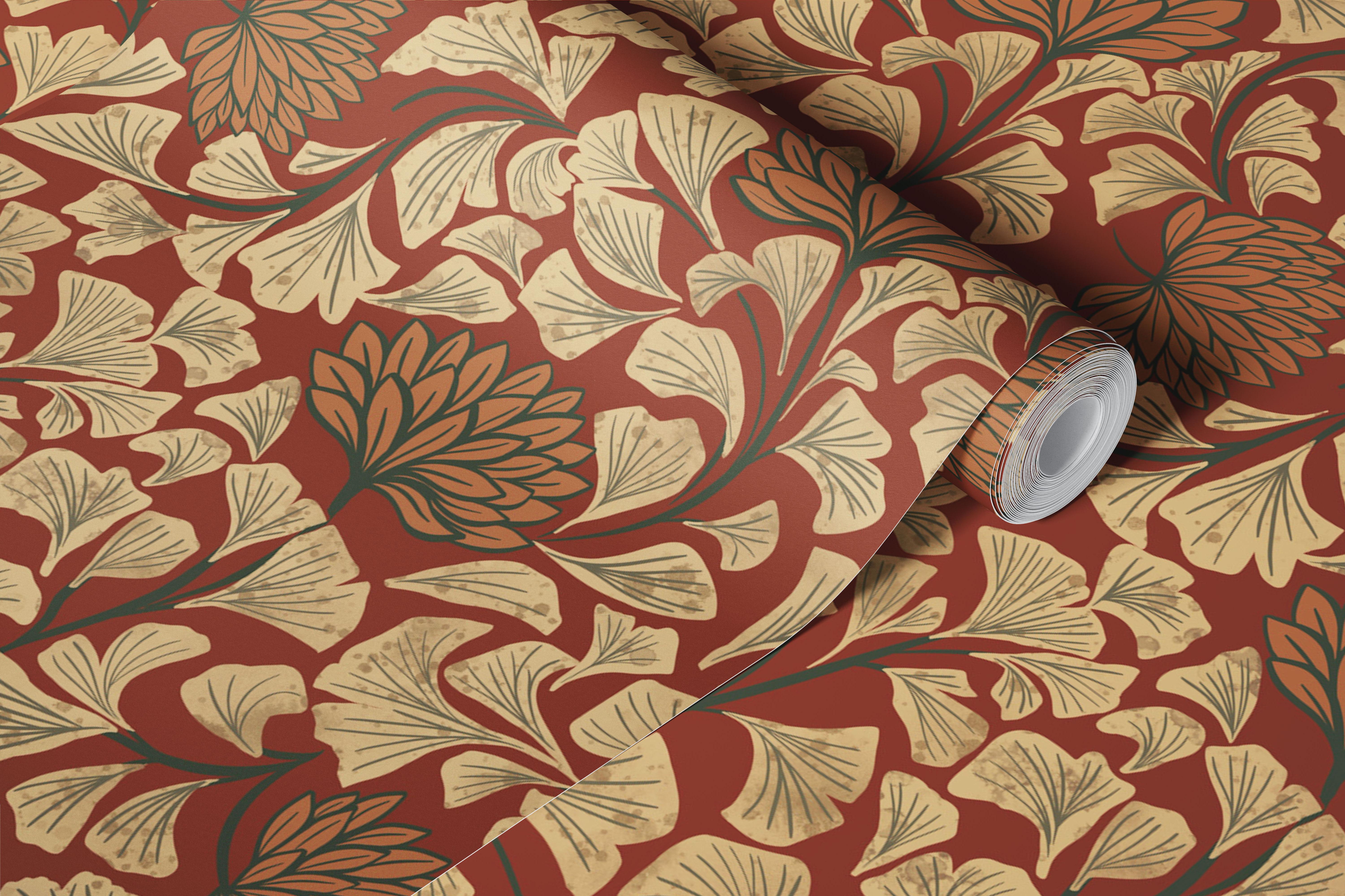 Dancing Blooms in Clay Rust wallpaper in een kamer