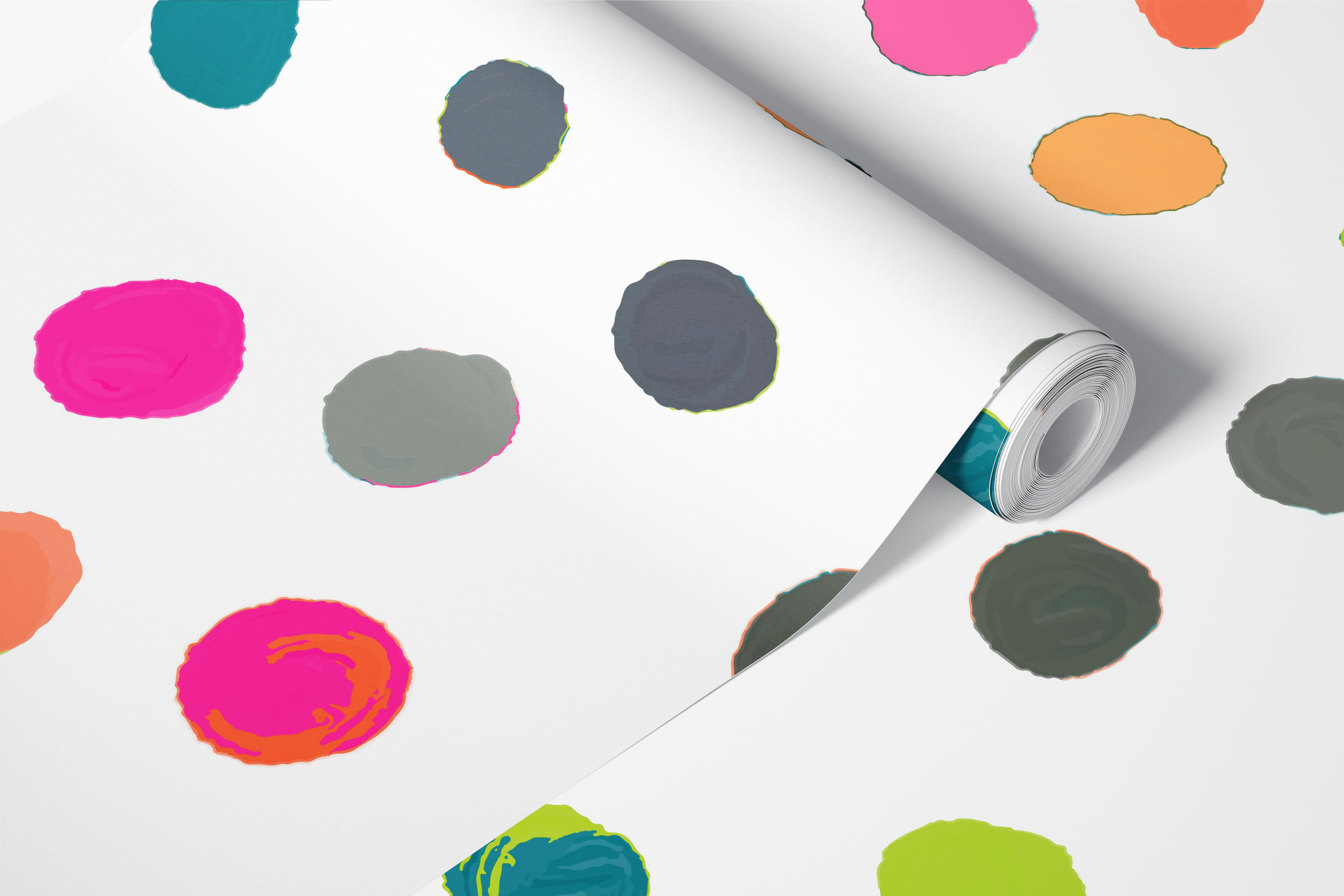 Colorful polka dots wallpaper in a room