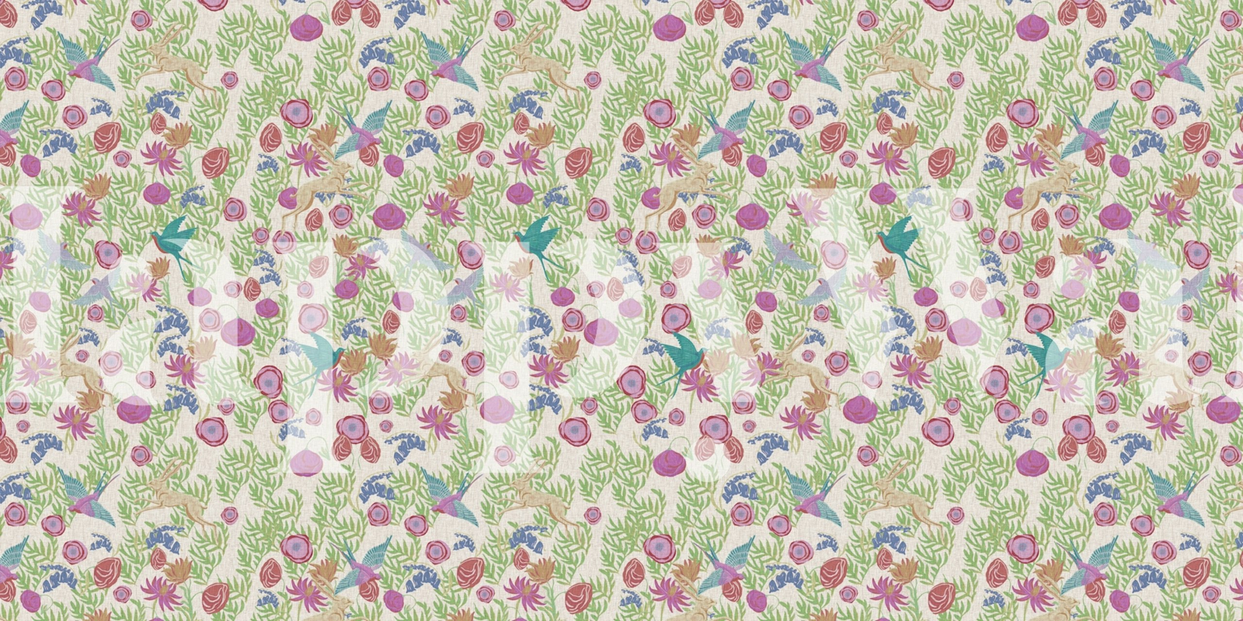 Vibrant Poppies and Swallows tapet i et rom