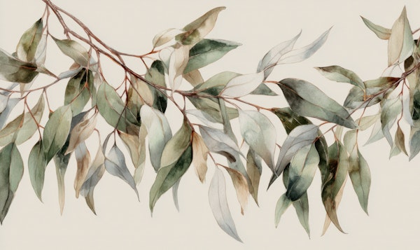 Soft Eucalyptus Branches Watercolor