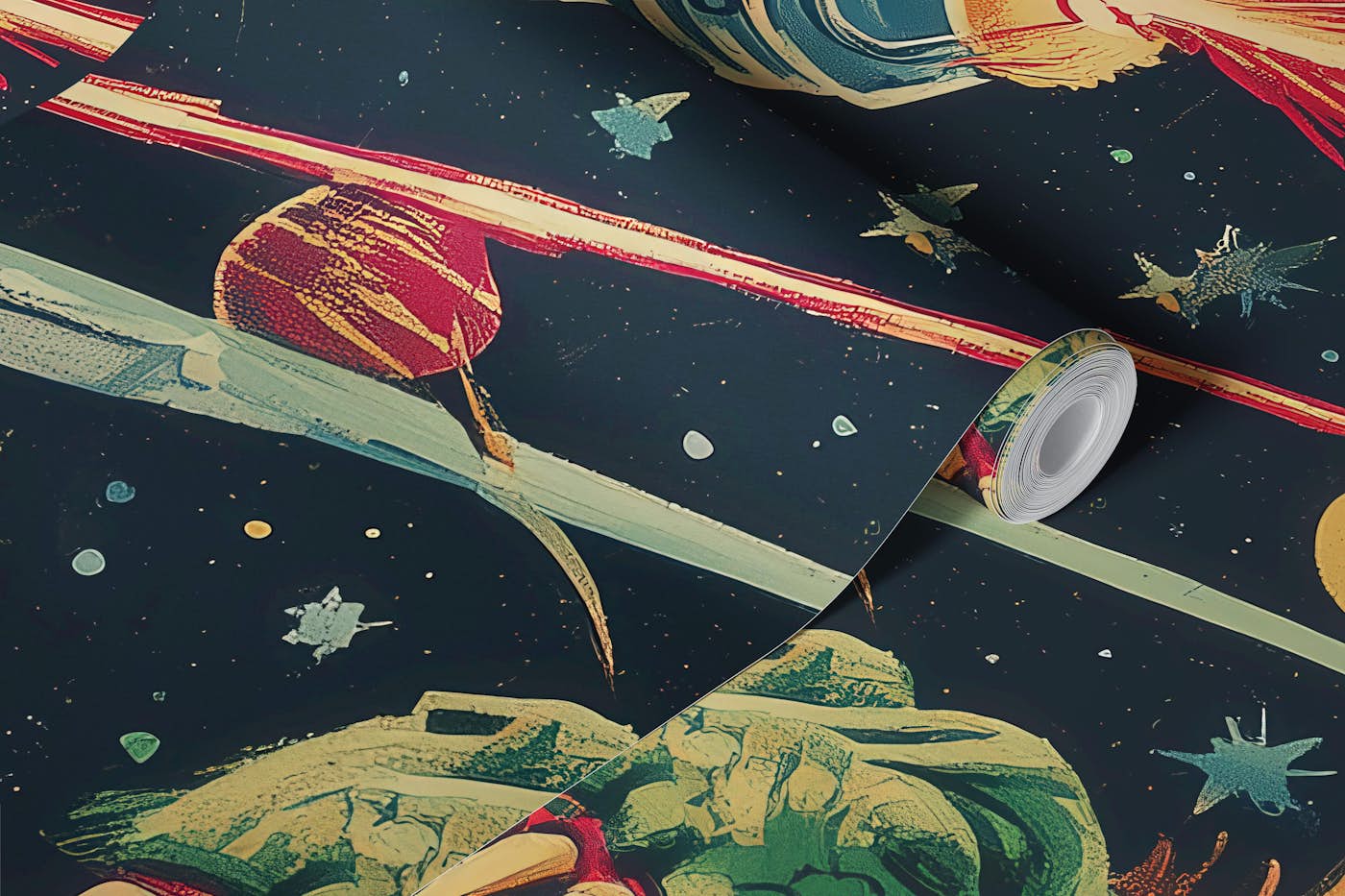 Cosmic Robot vs Dragons wallpaper roll